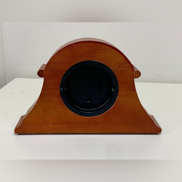 Vtg Brownstone Gold Tone Metal Hardwood Quartz Analog Mantle Clock - Picture 9 of 16